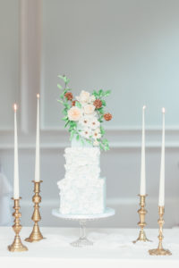 3 tier bespoke square wedding cake with sugar flowers by Monannie 