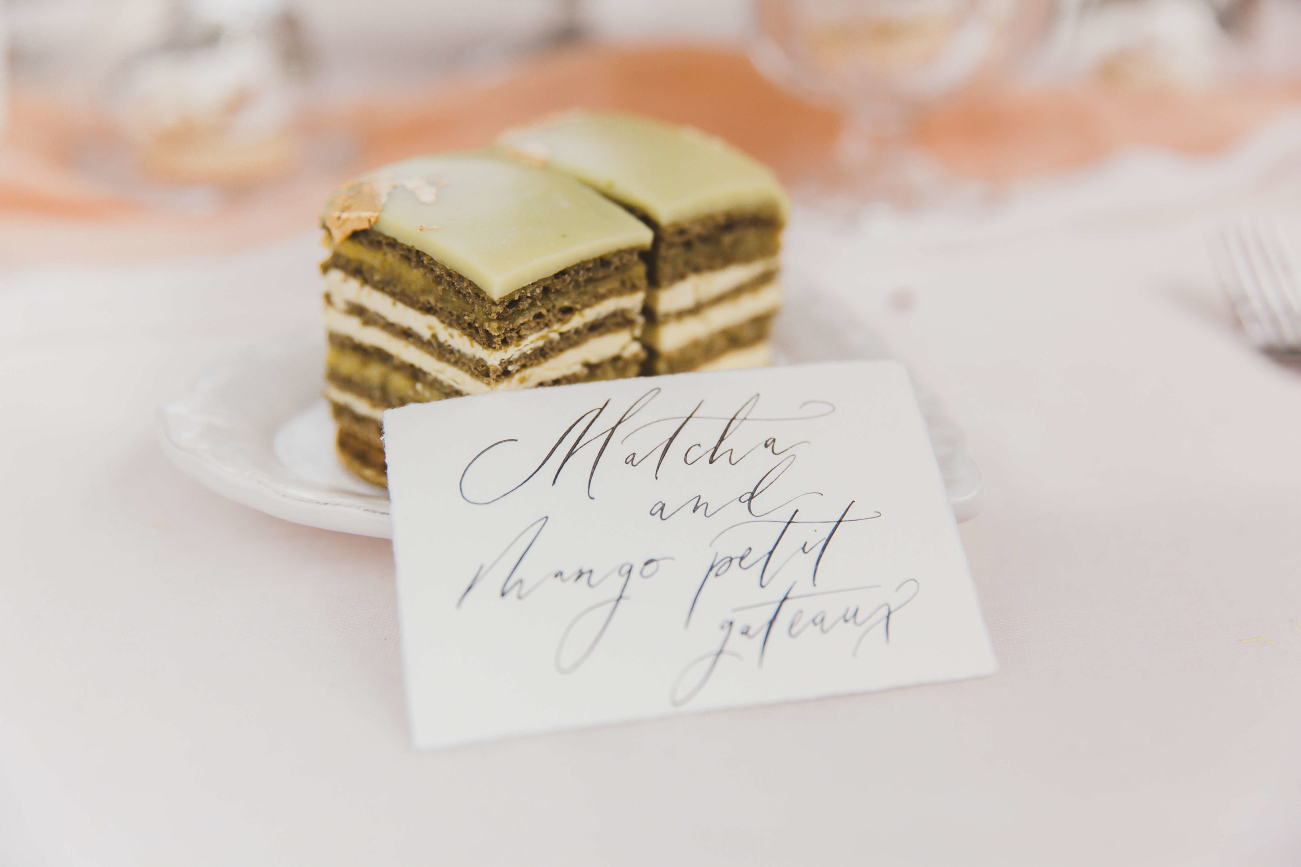 Matcha and Mango mini wedding cake | MonAnnie